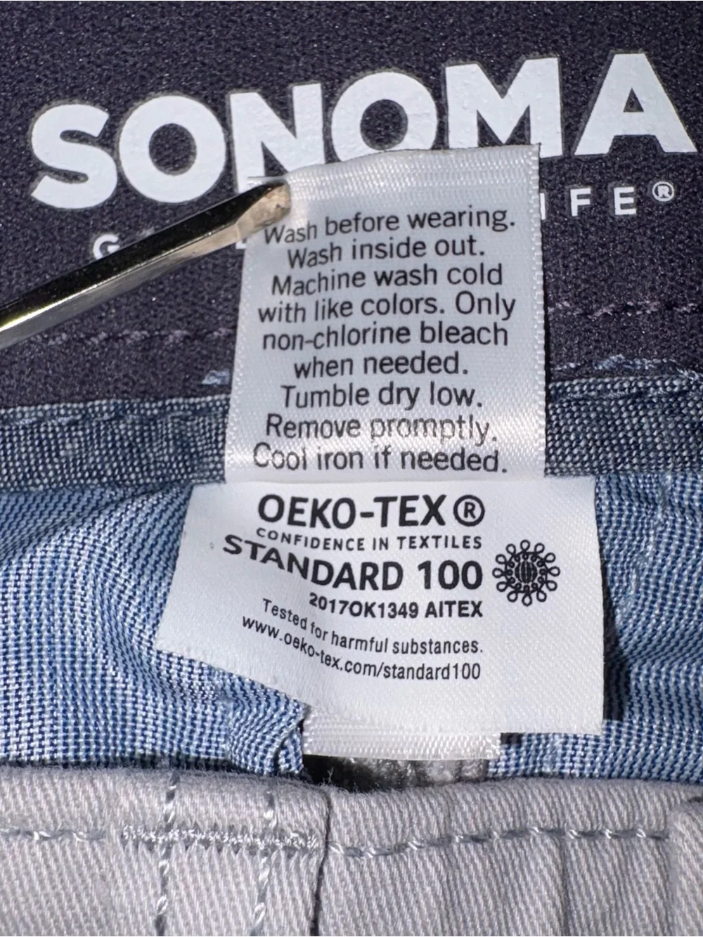 Sonoma Goods For Life Mens 29 Gray Flexwear Stretch Flat Front Chino Shorts